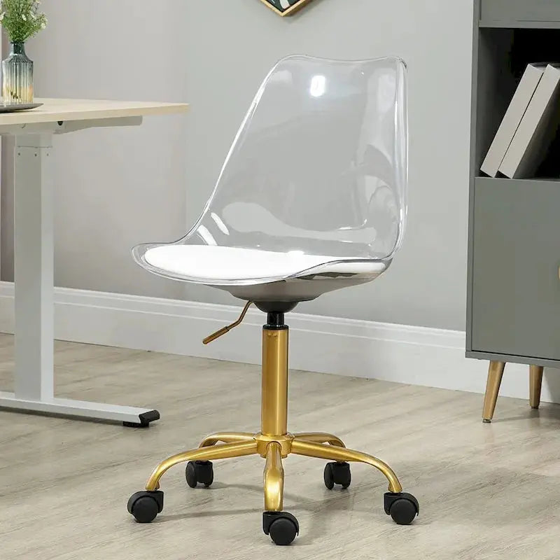 Adjustable Height Swivel Office Chair with Acrylic Back and Rolling Casters