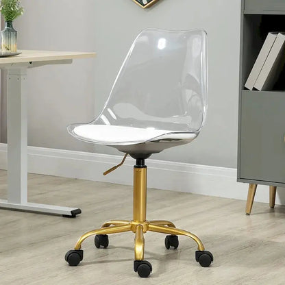 Adjustable Height Swivel Office Chair with Acrylic Back and Rolling Casters