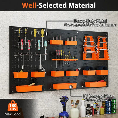 Pegboard Wall Organizer System  Adjustable Hammer Racks, Tool Holders & Hook Kit