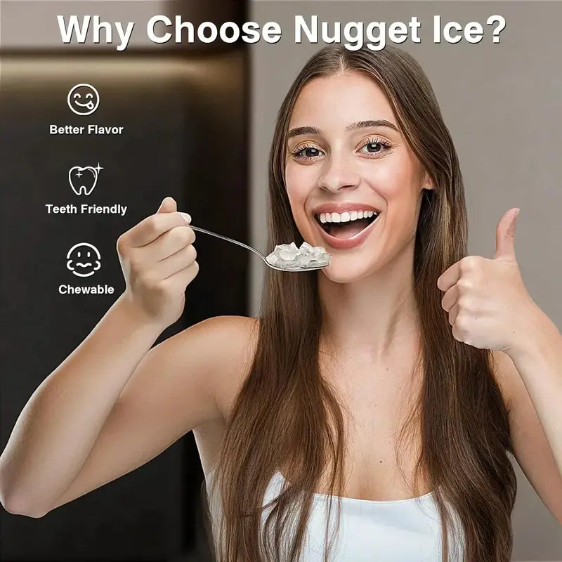 Countertop Nugget Ice Maker with Chewable Pellet Ice and Auto-Cleaning Function