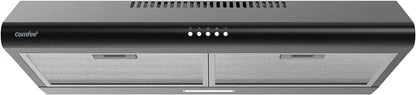 COMFEE’ 30″ Under-Cabinet Range Hood  Slim Ducted/Ductless Vent with Reusable Stainless Filter