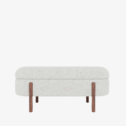 Marianne   Banc coffre de rangement en tissu boucl  cr me