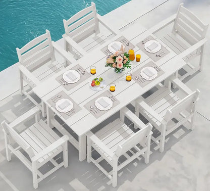 SERWALL HDPE 7-Piece Outdoor Dining Set ¡ª All-Weather Aluminum Frame Dining Table and Chair Collection