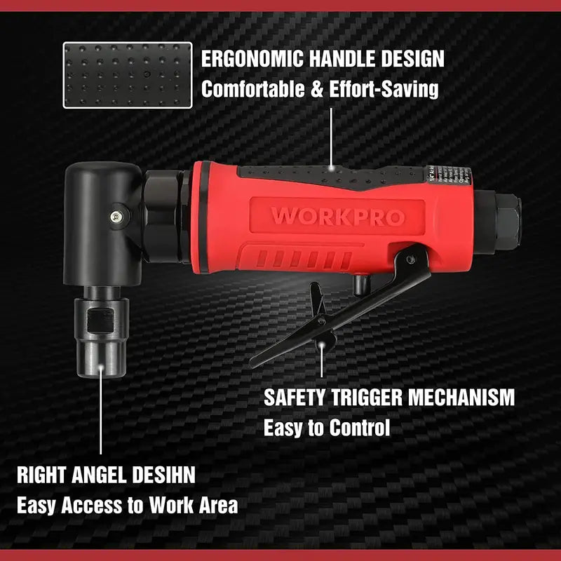 WORKPRO Pneumatic Air Angle Die Grinder  1/4-Inch Right-Angle Grinding Tool Kit