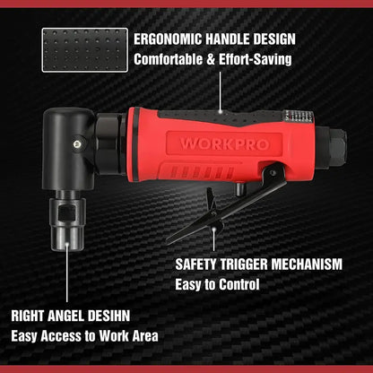 WORKPRO Pneumatic Air Angle Die Grinder  1/4-Inch Right-Angle Grinding Tool Kit