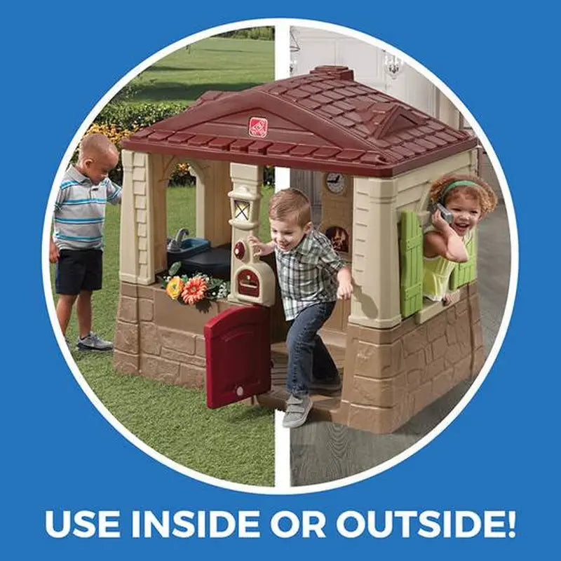 Neat   Tidy Cottage II Brown Playhouse Plastic Kids Outdoor Toy