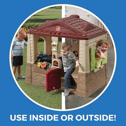 Neat   Tidy Cottage II Brown Playhouse Plastic Kids Outdoor Toy