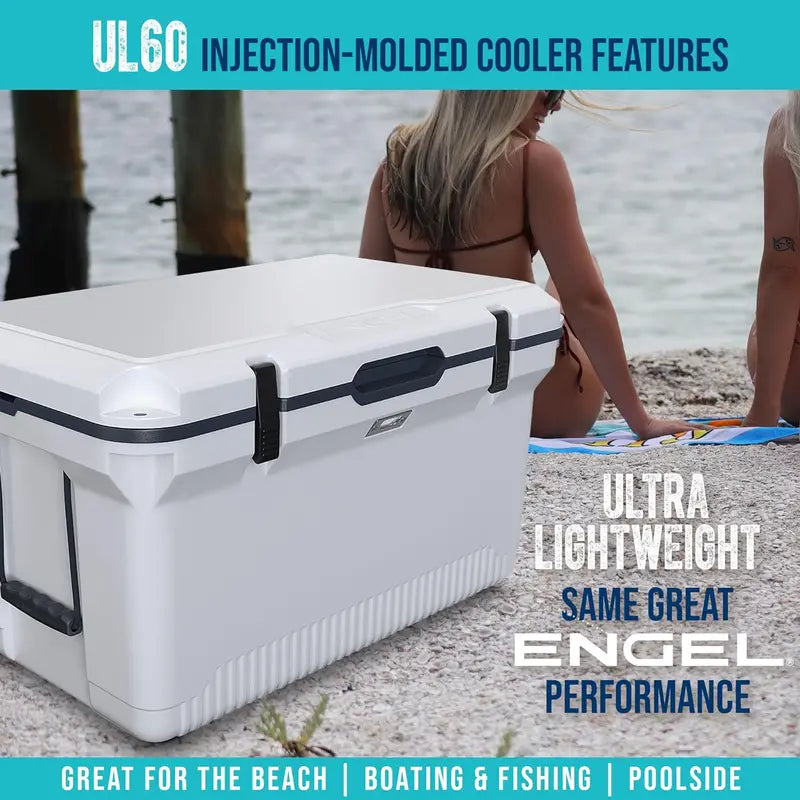 60-Quart Ultra-Lightweight Injection-Molded Cooler  7-Day Ice Retention, Wire Basket, Divider & Built-In Bottle Opener
