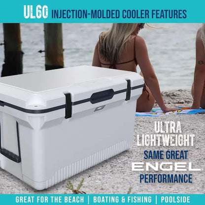 60-Quart Ultra-Lightweight Injection-Molded Cooler  7-Day Ice Retention, Wire Basket, Divider & Built-In Bottle Opener