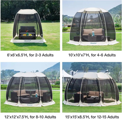 Igloo-Style Screen Gazebo Tent  Spacious Mosquito-Proof Canopy for Garden or Patio, Fits 615 People