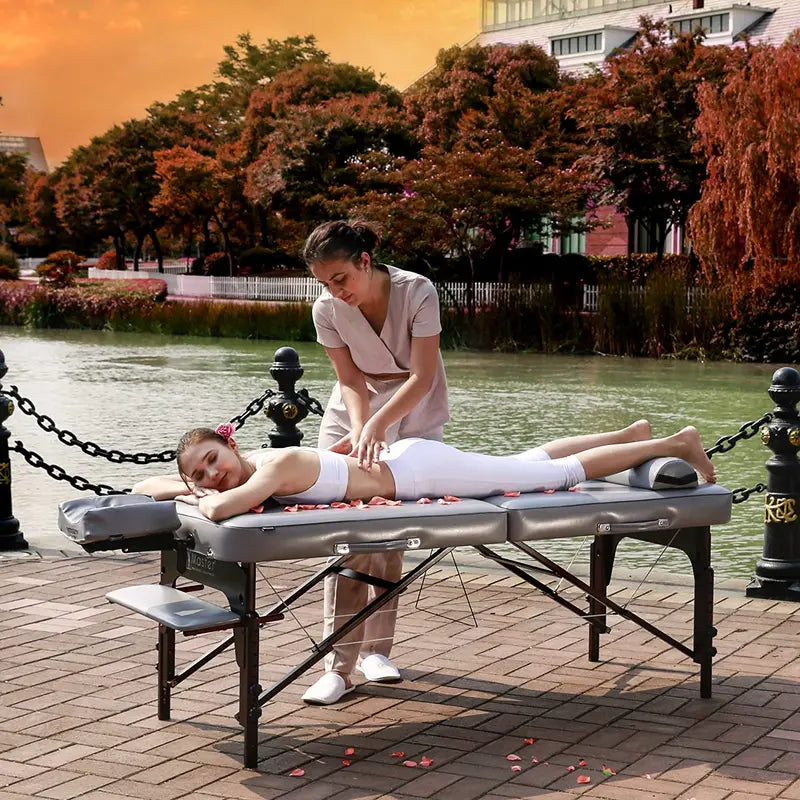 Montour LX 30-Inch Massage Table Package  Includes 3-Inch Memory Foam Cushion in Dove Grey