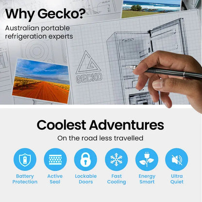 Gecko 160L Portable Fridge-Freezer  12V/24V/240V Dual-Power Upright Cooler for Caravans & Motorhomes (Silver)