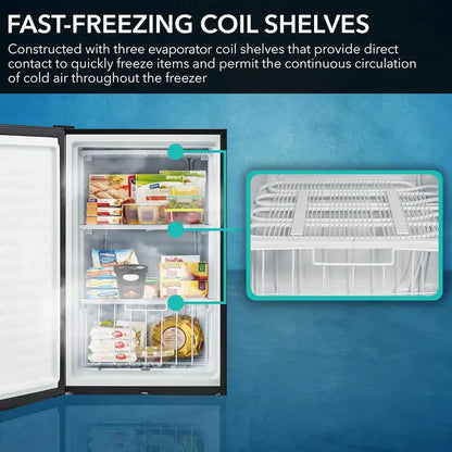 Whynter 1.1 Cu. Ft. Energy Star Upright Mini Freezer  Compact Stainless Steel Unit with Lock (CUF-112SS)