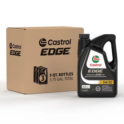 Castrol EDGE 5W-30 Full Synthetic Motor Oil  5-Quart Bottles, 3-Pack for High-Performance Engines