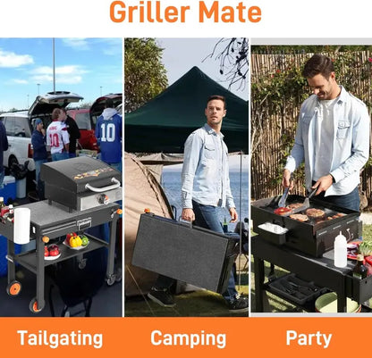Heavy-Duty Folding Grill Table — Optimized for Blackstone, Ninja & Other Griddles with Towel Holder & Ample Workspace