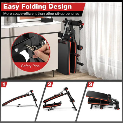Multi-Functional Sit-Up Bench  Foldable 7-in-1 Workout Station with 4-Height Adjustments