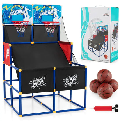 Dual-Player Kids’ Basketball Arcade Game with 4 Balls and Inflation Pump