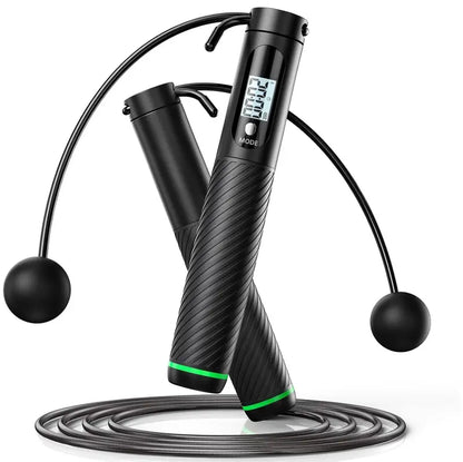 Cordless or Full-Length Weighted Jump Rope with Built-In Digital Counter Display