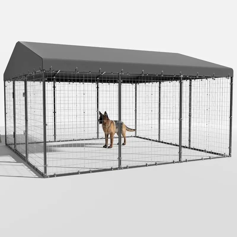 Heavy-Duty Outdoor Dog Kennel  118″ x 118″ Waterproof Enclosure with Reinforced Roof