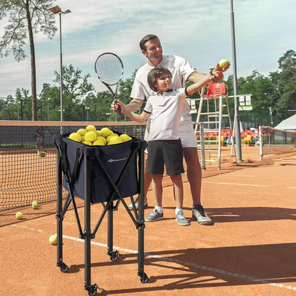 Lightweight Aluminum Tennis Ball Hopper, Collapsible 2-Tier Ball Collector