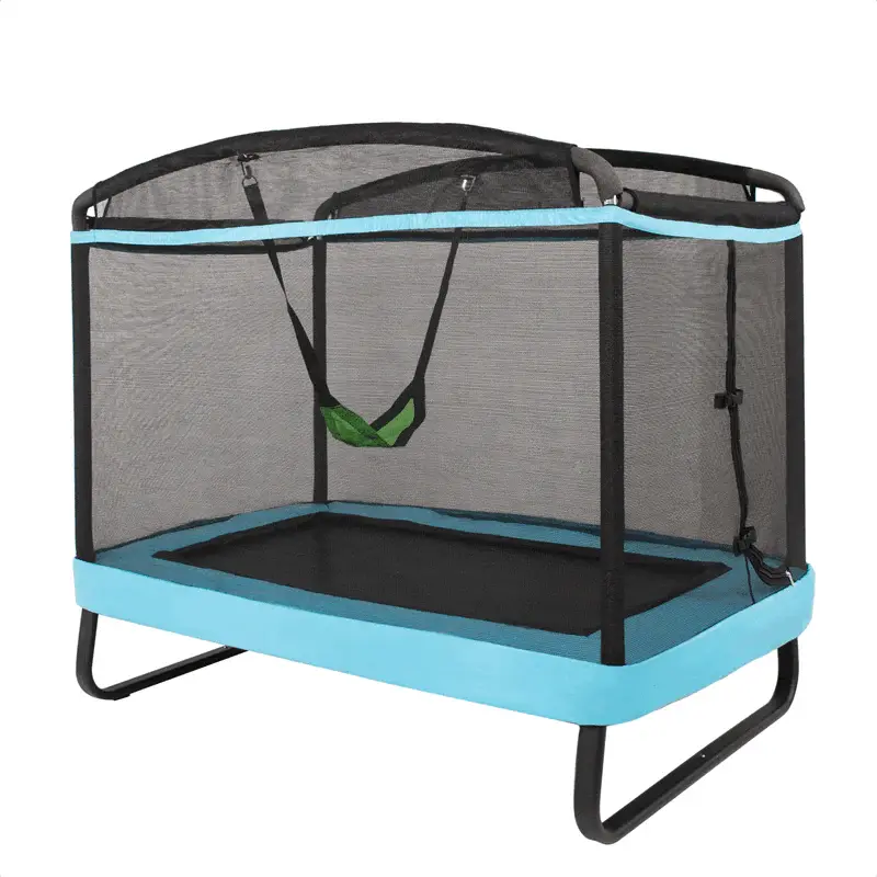 6-Foot Rectangular Kids Trampoline  ASTM-Certified Indoor/Outdoor Bouncer with Enclosure and Swing (220 lb Max)