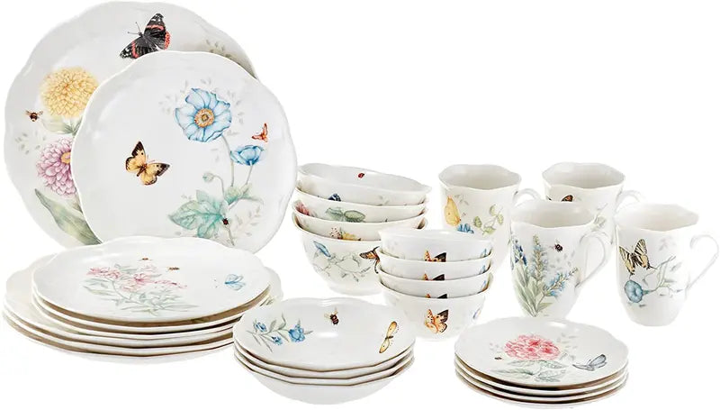 Butterfly Meadow 28-Piece Classic Dinnerware Set  Ceramic Tableware Collection
