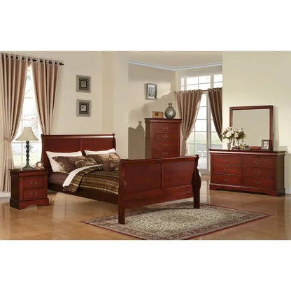 Louis Philippe III Dresser  Cherry Finish, Six-Drawer Wooden Bedroom Storage Unit