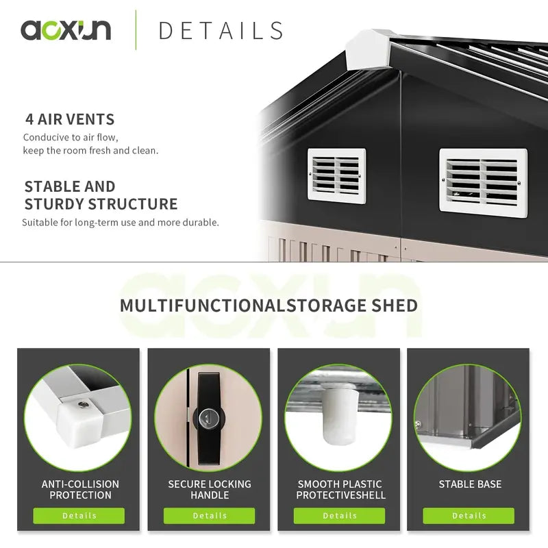 Aoxun 6.4 ft x 4 ft Outdoor Storage Shed  Weather-Resistant Tool & Garden Shelter