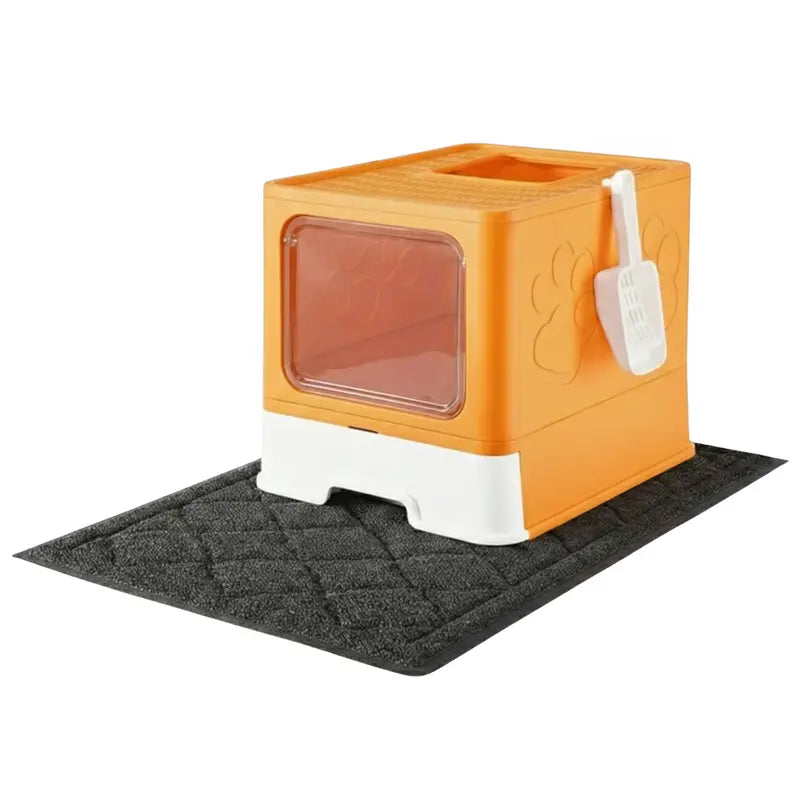 Enclosed Top-Entry Cat Litter Box with Non-Slip Mat and Scoop Included