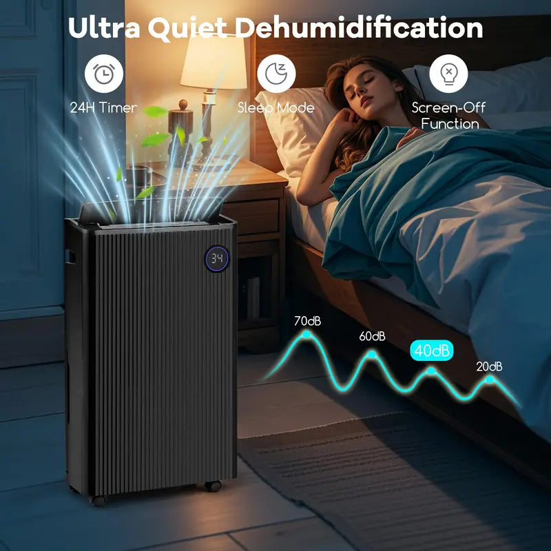 57-Pint Quiet Basement Dehumidifier  Covers 4,500 Sq. Ft with Integrated Drain Hose