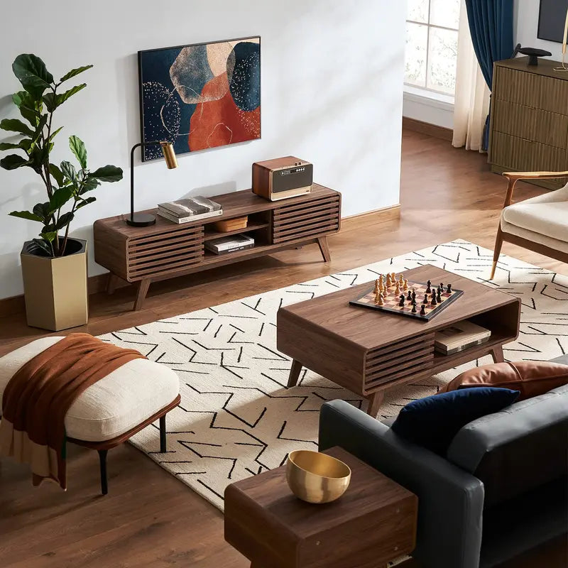mopio Ensley 59-Inch Walnut-Finish TV Stand Compatible with 55- to 65-Inch TVs