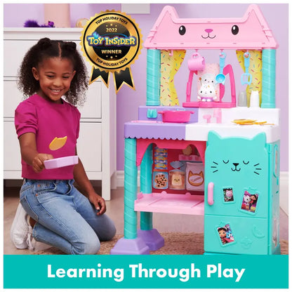 Gabby’s 3ft Dollhouse Cakey Cat Kitchen Set for Kids with Sounds & Accessories