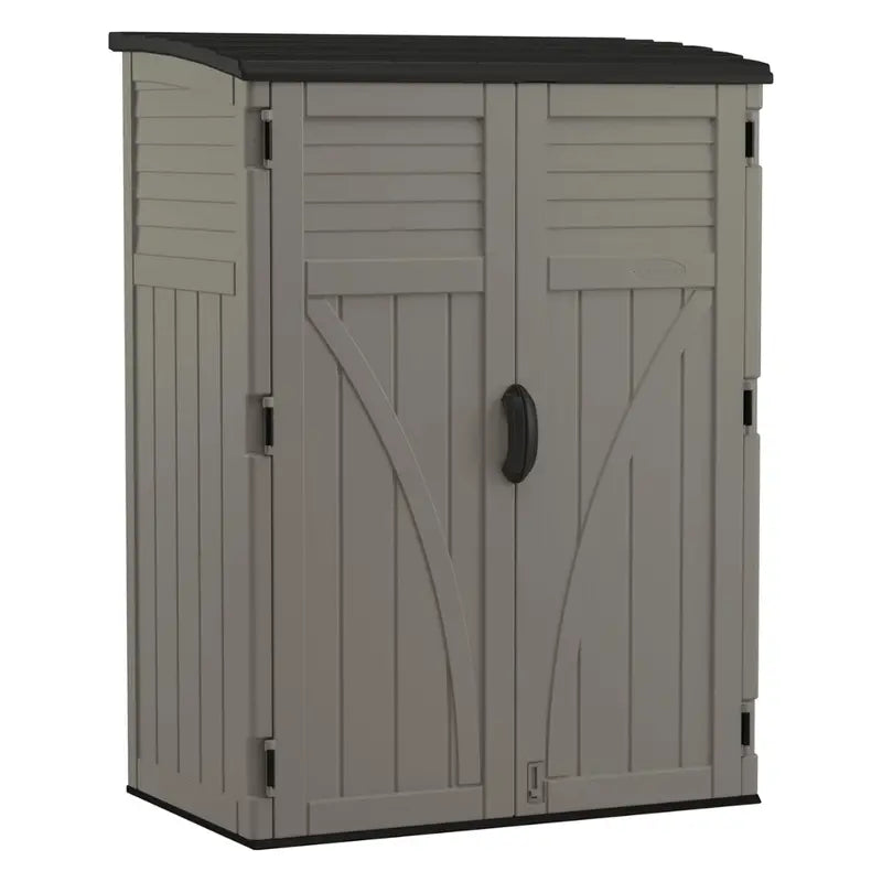 54-Cubic-Foot Vertical Resin Storage Shed with Wide Double Doors and Ventilation