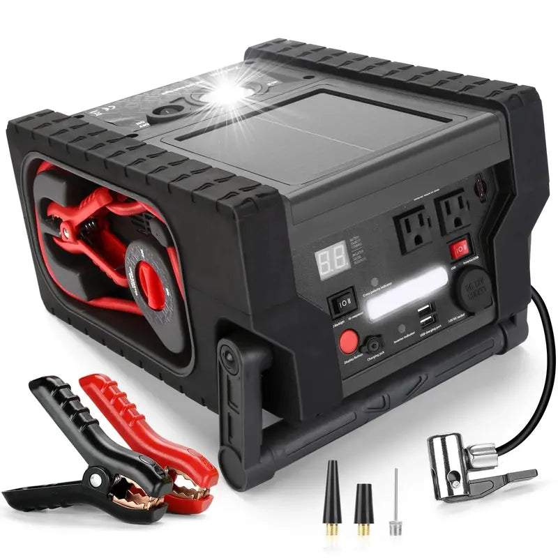 All-in-One Portable Power Station  2000A Jump Starter, 260 PSI Air Compressor, 400W Inverter & Emergency Backup Power