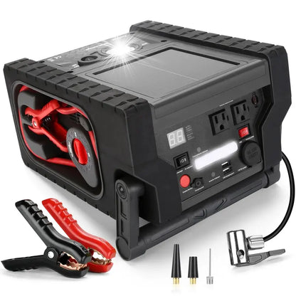 All-in-One Portable Power Station  2000A Jump Starter, 260 PSI Air Compressor, 400W Inverter & Emergency Backup Power