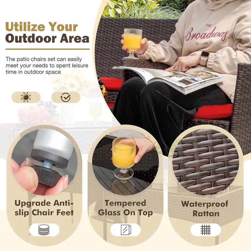 Homall 4-Piece Grey Wicker Patio Set  Versatile Indoor/Outdoor Rattan Furniture for Porch or Garden