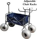 Heavy-Duty Beach Cart with 13-Inch Balloon Tires, Built-in Chair Mounts, and Air Pump