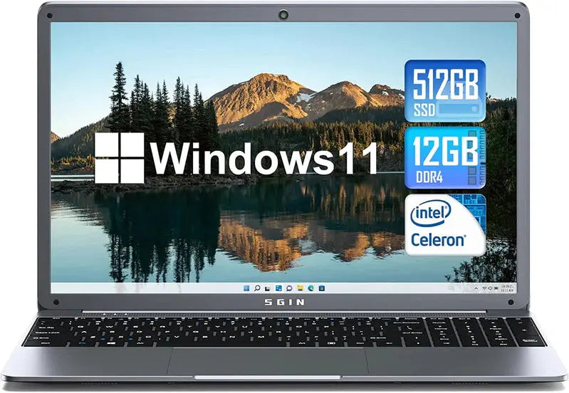 SGIN 15.6¡å Windows 11 Laptop  Intel Celeron N5095A, 12GB DDR4 RAM, 512GB SSD, Full HD 1920¡Á1080 Display