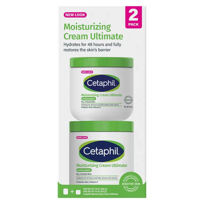 Cetaphil Moisturizing Cream Ultimate  Prebiotic + Aloe Formula for Very Dry, Sensitive Skin (20 oz + 16 oz Duo)