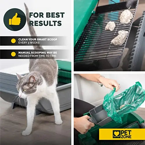 Pet Zone Smart Scoop Automatic Litter Box Value Pack, Self Cleaning Litter Box, Kitty Litter Box No Expensive Refills [ Auto Hands-Free Large Litter Box, Easy to Clean, Works w/ Clumping Cat Litter ]