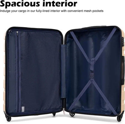 Coolife 3-Piece Lightweight Spinner Luggage Set  Hardshell Suitcases with TSA Locks