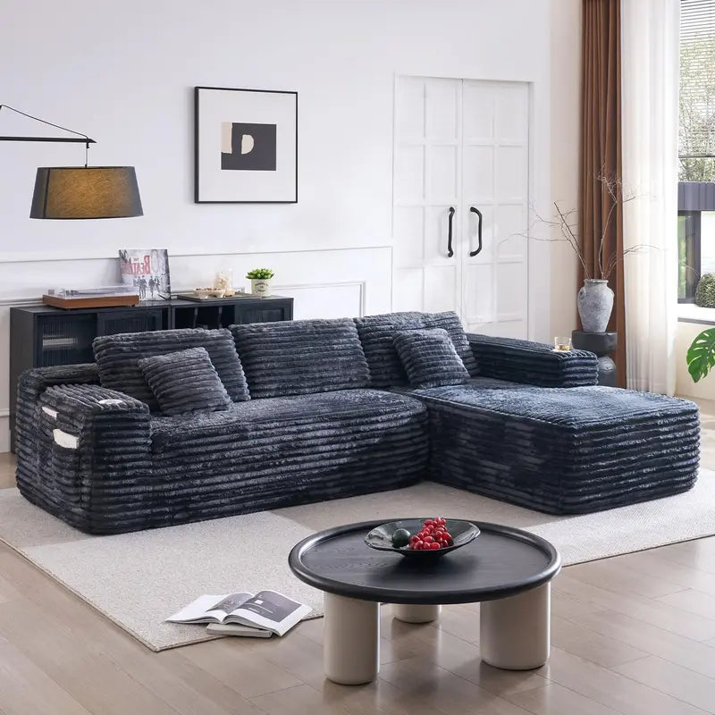 Cloud L-Shaped Sectional Sofa  Modular Deep-Seat Design with Built-in Cup Holder & Storage, No Assembly