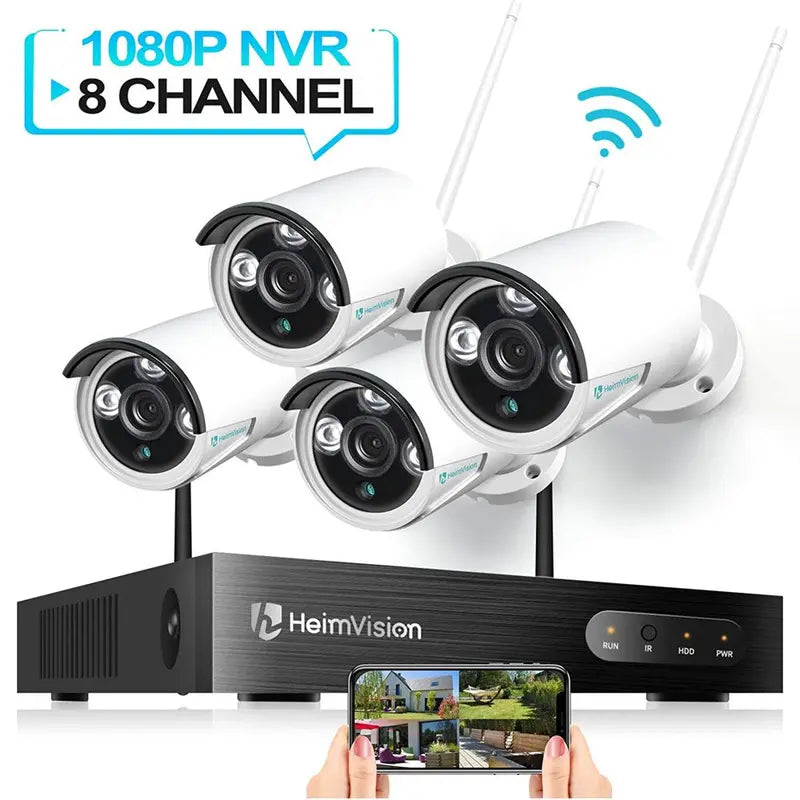HeimVision Security Camera System, Wireless Wifi 8CH 1080P NVR System, 4Pcs