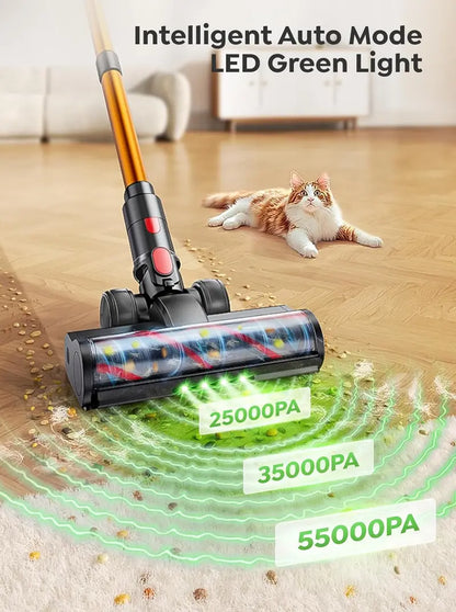 650W Cordless Stick Vacuum Cleaner with 55KPA Suction, 70-Min Runtime, LED Touchscreen & Wall Mount Station for Homes, Carpets, and Pet Hair