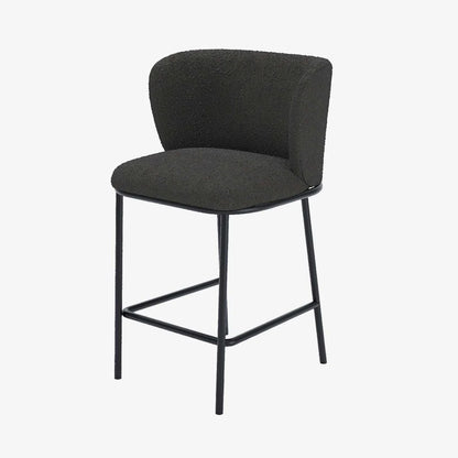 Lot de 2 tabourets de bar tissu boucl  gris fonc  C sar