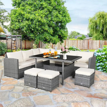 7-Piece Black Rattan Patio Furniture Set  All-Weather Outdoor Seating Collection