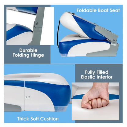 Low-Back Folding Boat Seats  2-Pack Marine-Grade Seat Set for Small Watercraft