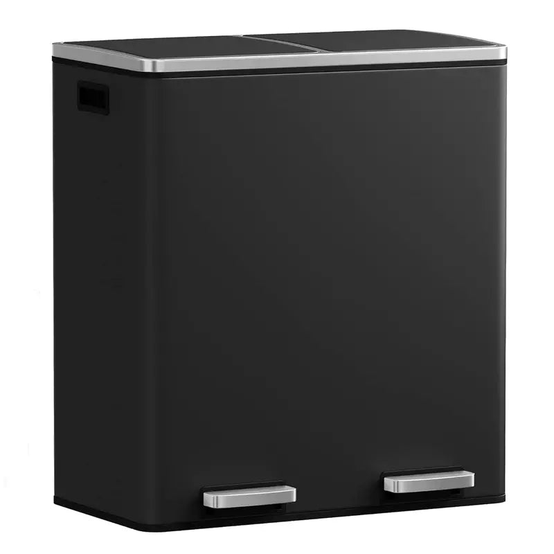 Dual-Compartment Stainless Steel Step Trash Can  60-Liter (16-Gallon) Touch-Free Bin Set