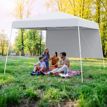 8′ x 8′ Pop-Up Canopy Tent with One Zippered Sidewall for Outdoor Use