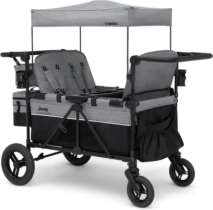 Delta Children Jeep Wrangler Quad Stroller Wagon  Premium 4-Seat All-Terrain Pull Wagon for Kids